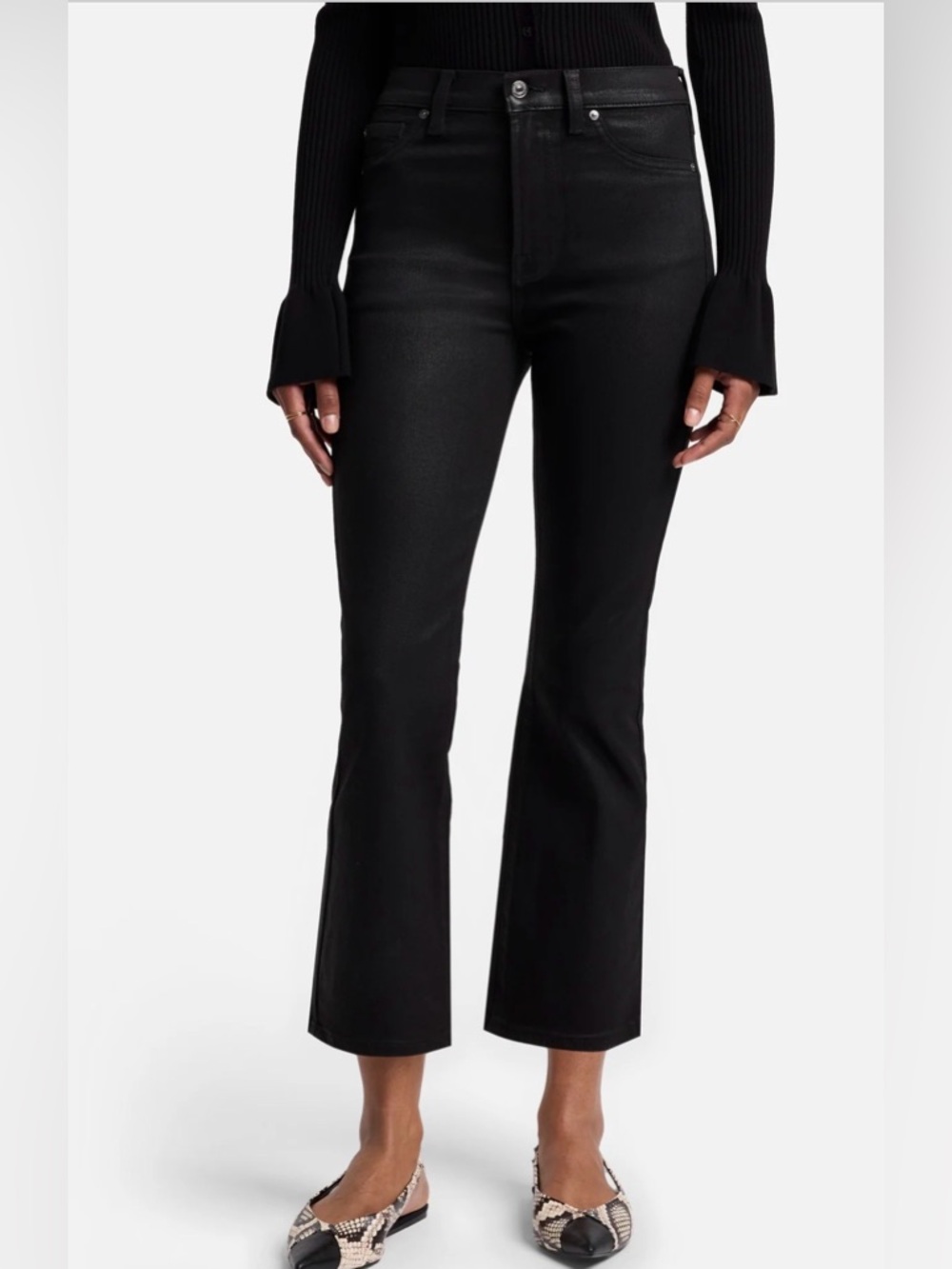 7 For All Mankind Black Cropped Ankle Jeans